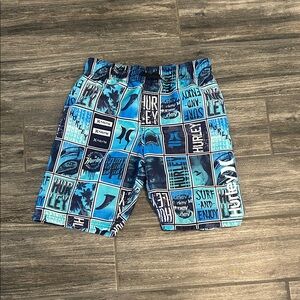 Hurley Kids Blue Graphic Swim Trunks